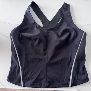 OYSHO Women's Black and Gray Reflective Compression Tank  Sports Bra